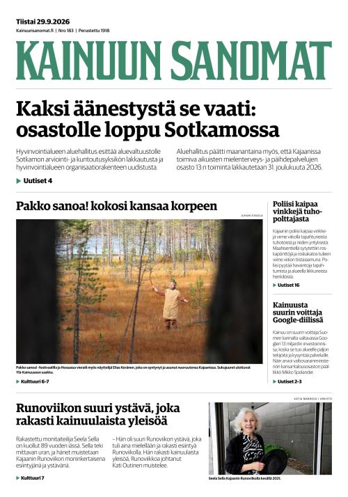Kainuun Sanomat 29.9.2026