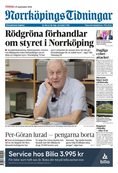 Norrköpings Tidningar 29.9.2026