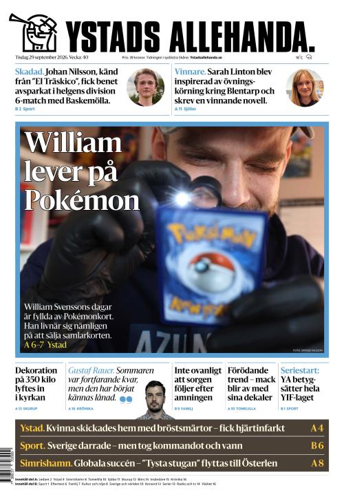 Ystads Allehanda 29.9.2026