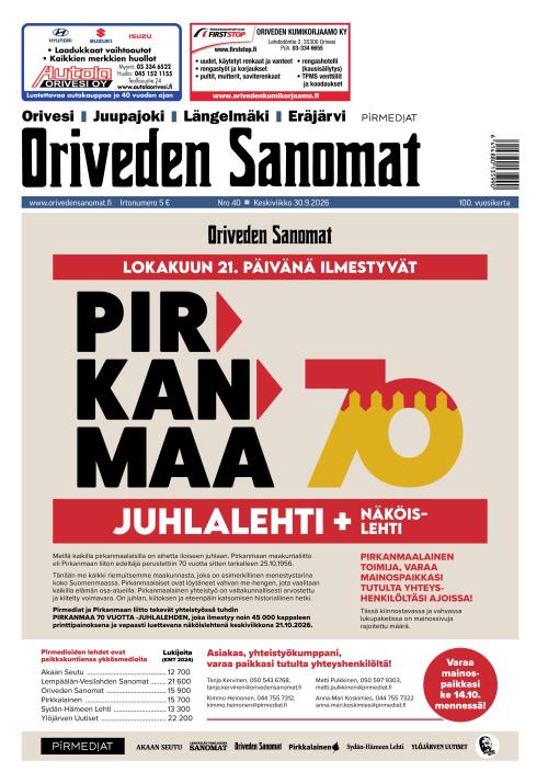 Oriveden Sanomat 30.9.2026