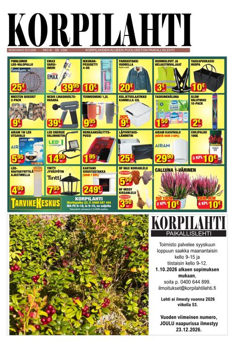 Korpilahti-lehti 30.9.2026