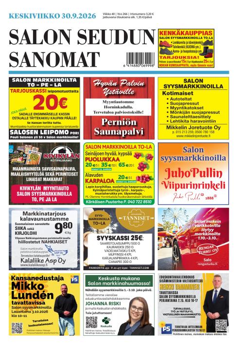 Salon Seudun Sanomat 30.9.2026