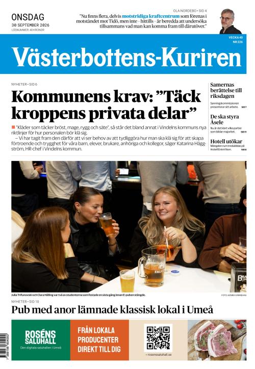 Västerbottens-Kuriren 30.9.2026