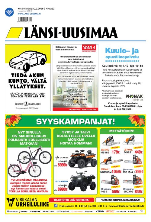 Länsi-Uusimaa 30.9.2026