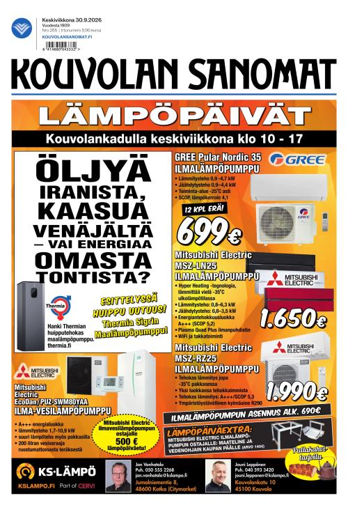 Kouvolan Sanomat 30.9.2026