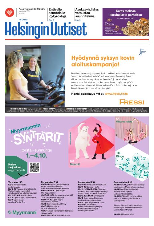 Helsingin Uutiset (Länsi) & Munkin Seutu 30.9.2026