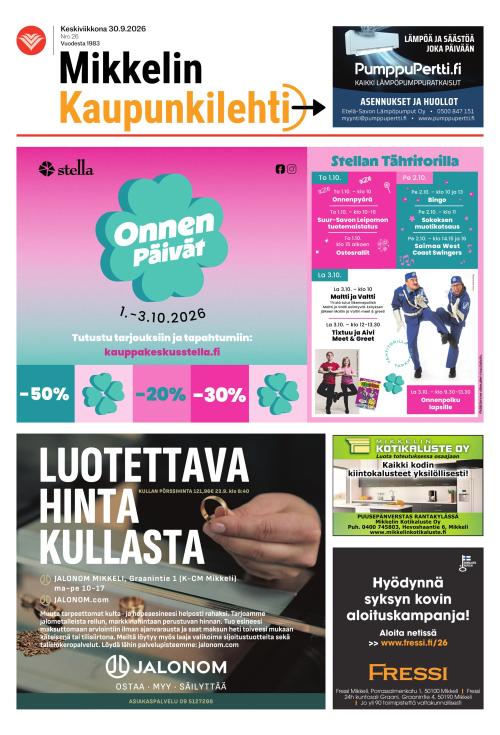 Mikkelin kaupunkilehti 30.9.2026