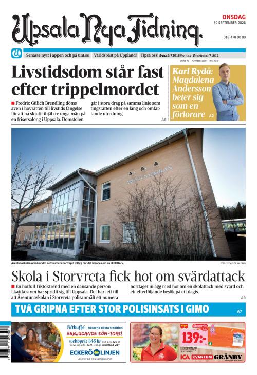 Upsala Nya Tidning 30.9.2026