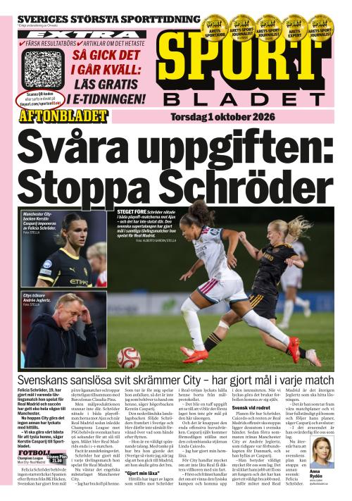 Aftonbladet Sportbladet 1.10.2026