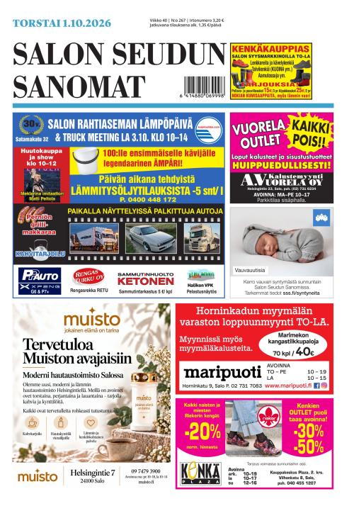 Salon Seudun Sanomat 1.10.2026