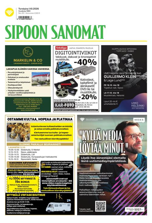 Sipoon Sanomat 1.10.2026
