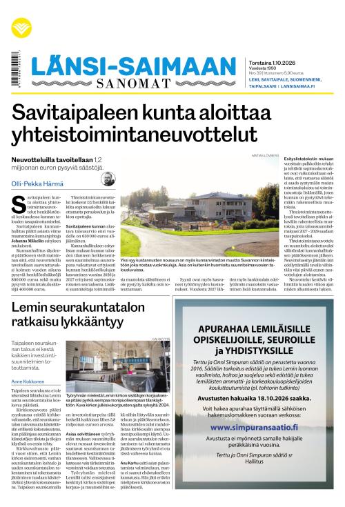 Länsi-Saimaan Sanomat 1.10.2026