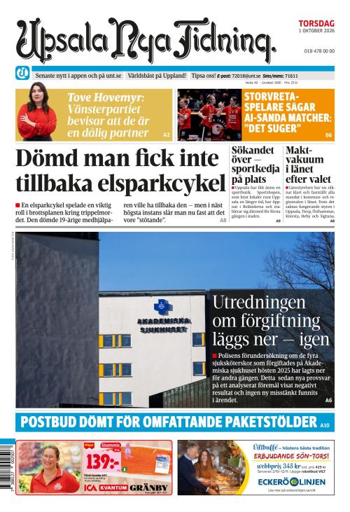 Upsala Nya Tidning 1.10.2026