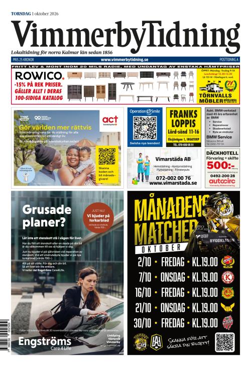 Vimmerby Tidning / Kinda-Posten 1.10.2026