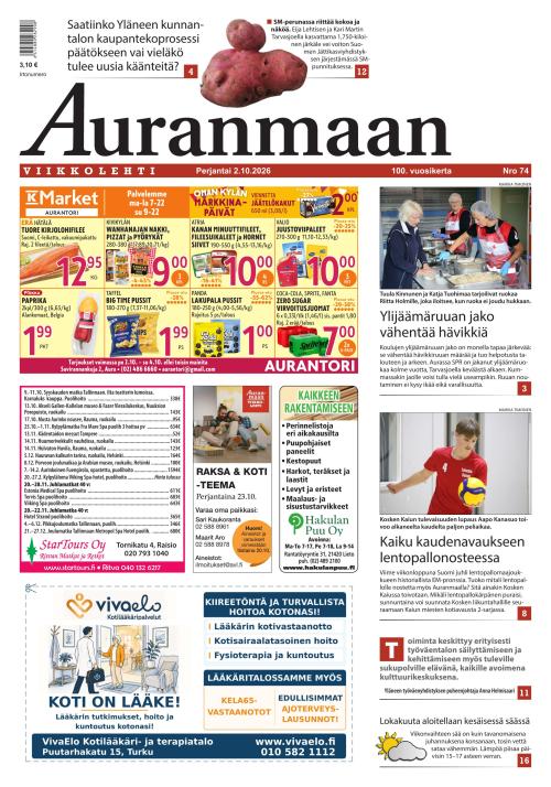 Auranmaan Viikkolehti 2.10.2026