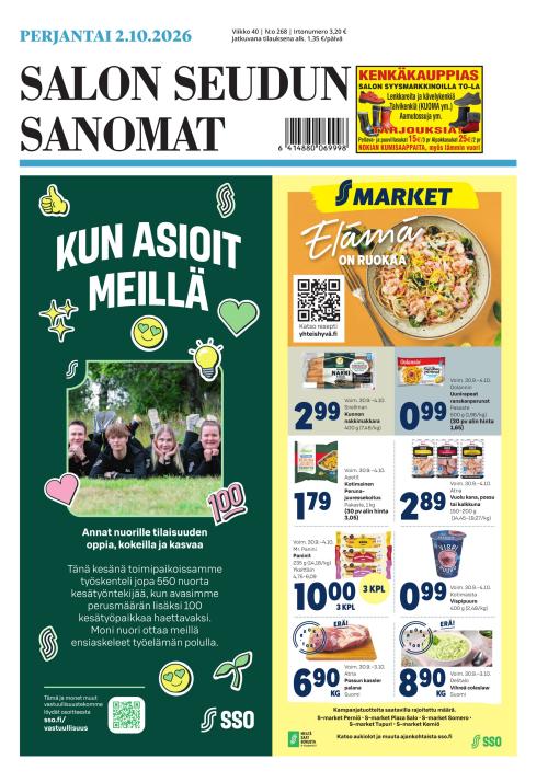 Salon Seudun Sanomat 2.10.2026