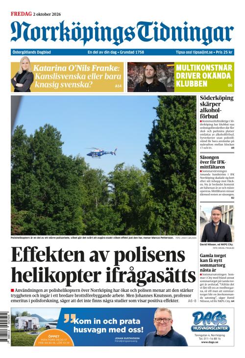 Norrköpings Tidningar 2.10.2026
