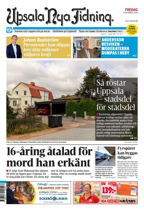 Upsala Nya Tidning 2.10.2026