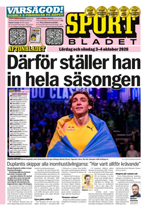 Aftonbladet Sportbladet 3.10.2026