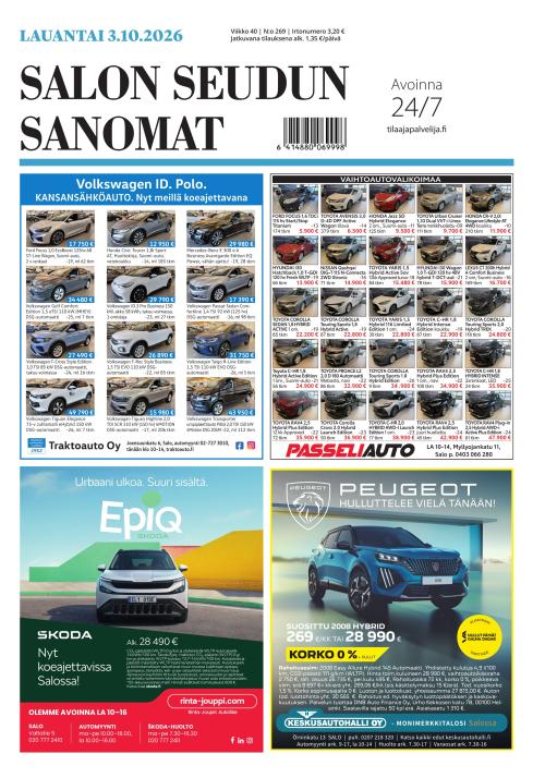 Salon Seudun Sanomat 3.10.2026