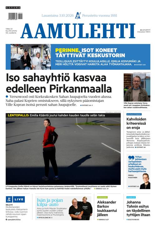 Aamulehti 3.10.2026