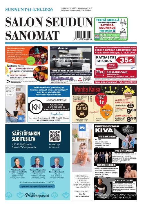 Salon Seudun Sanomat 4.10.2026