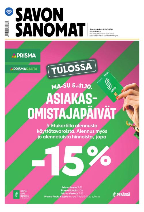 Savon Sanomat 4.10.2026