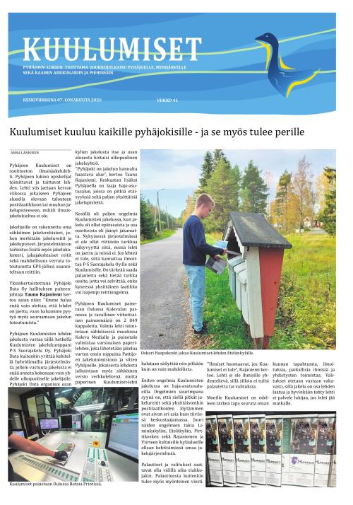 Pyhäjoen Kuulumiset 7.10.2026