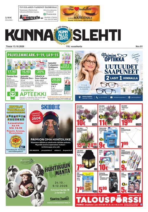 Kunnallislehti Paimio-Sauvo-Kaarina 13.10.2026
