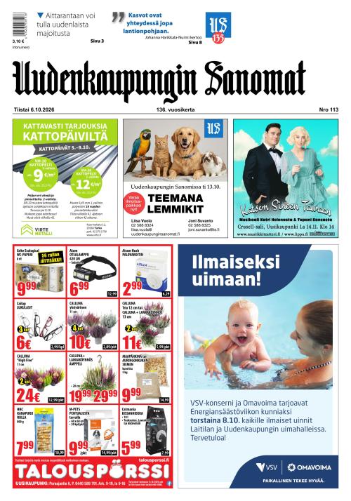 Uudenkaupungin Sanomat 6.10.2026