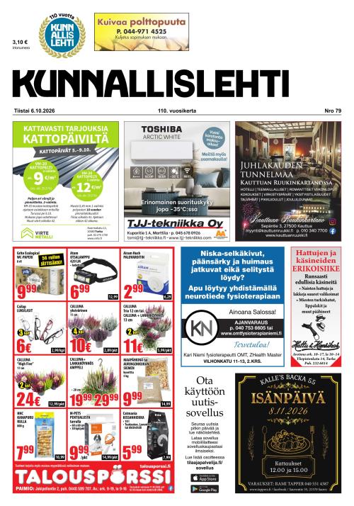 Kunnallislehti Paimio-Sauvo-Kaarina 6.10.2026