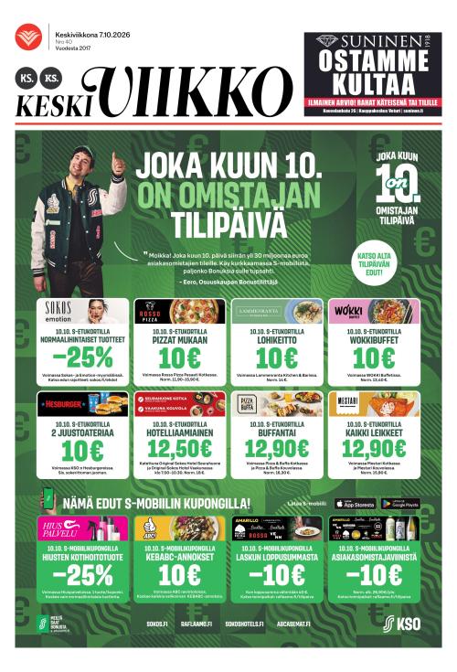 KS Keskiviikko (Kouvolan Sanomat ja Kymen Sanomat -liitteet) 7.10.2026