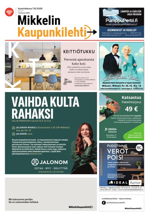 Mikkelin kaupunkilehti 7.10.2026