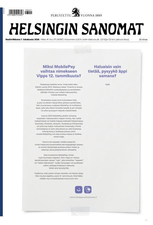 Helsingin Sanomat 7.10.2026