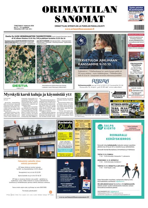 Orimattilan Sanomat 8.10.2026
