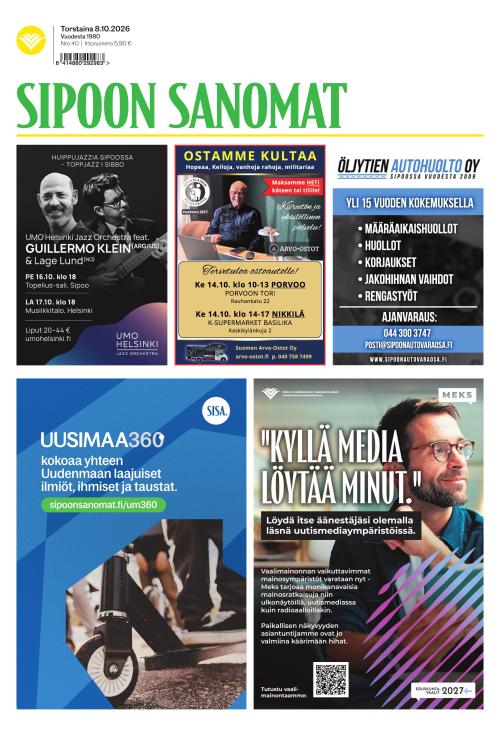 Sipoon Sanomat 8.10.2026