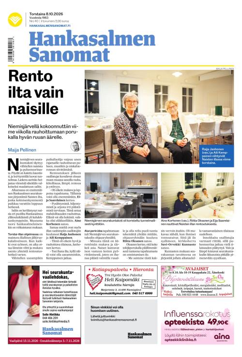 Hankasalmen Sanomat 8.10.2026