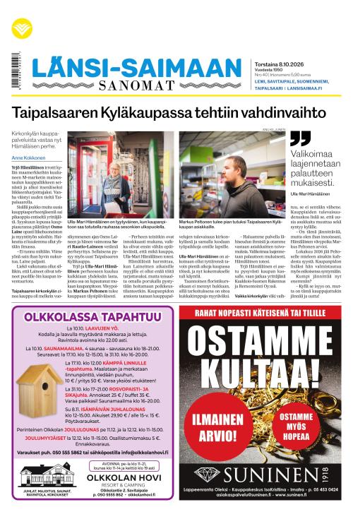 Länsi-Saimaan Sanomat 8.10.2026