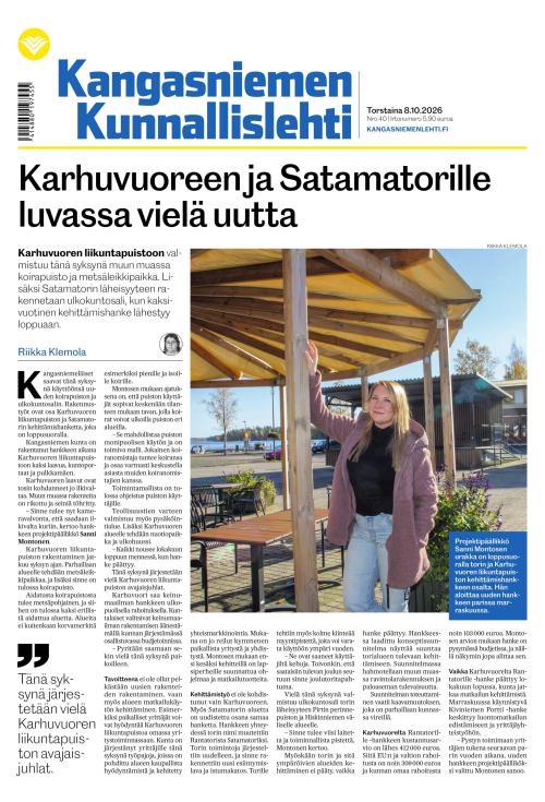 Kangasniemen kunnallislehti 8.10.2026