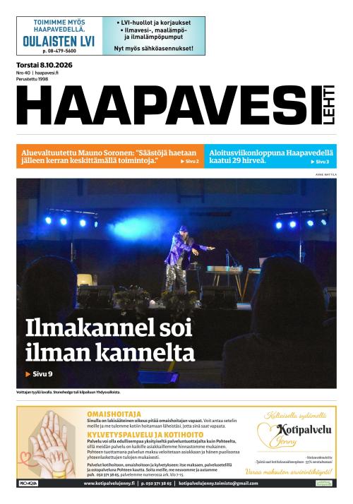 Haapavesi-lehti 8.10.2026