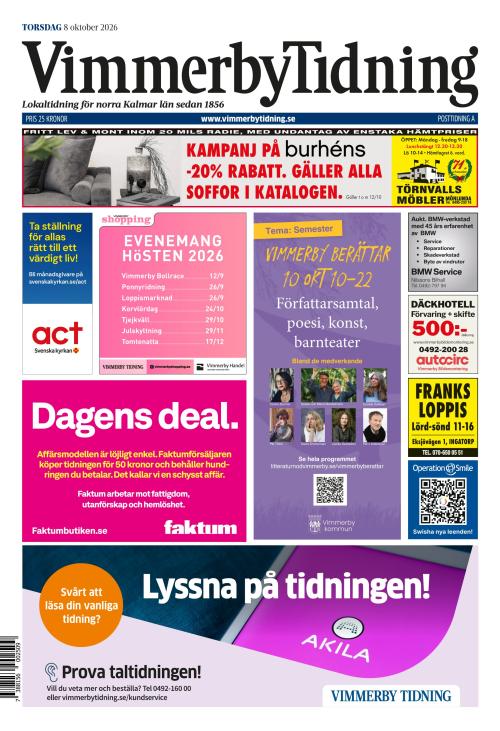 Vimmerby Tidning / Kinda-Posten 8.10.2026