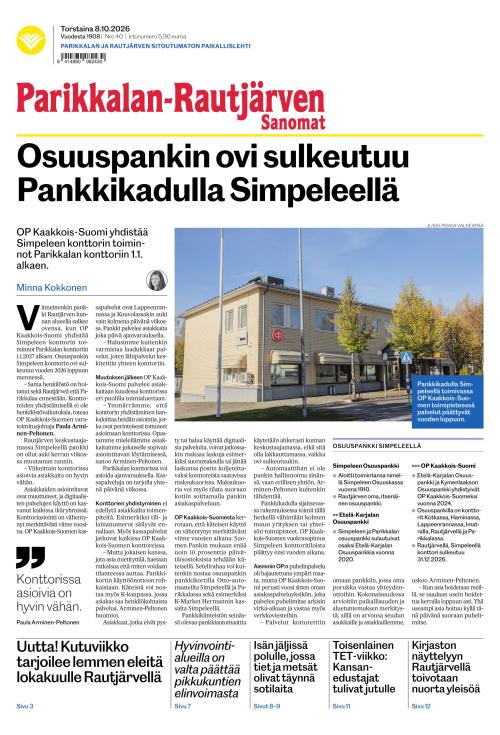 Parikkalan-Rautjärven Sanomat 8.10.2026
