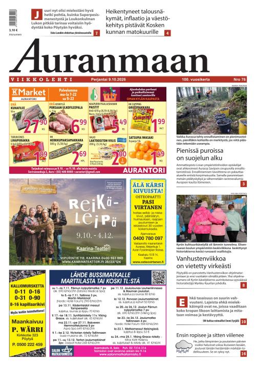 Auranmaan Viikkolehti 9.10.2026