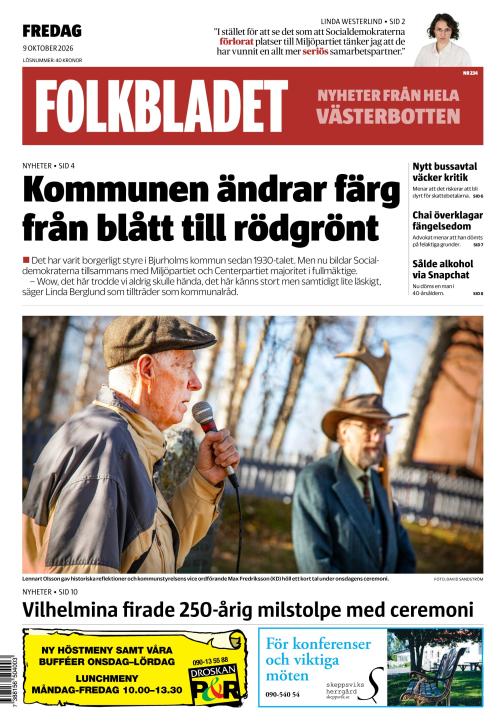 Folkbladet (Västerbotten) 9.10.2026