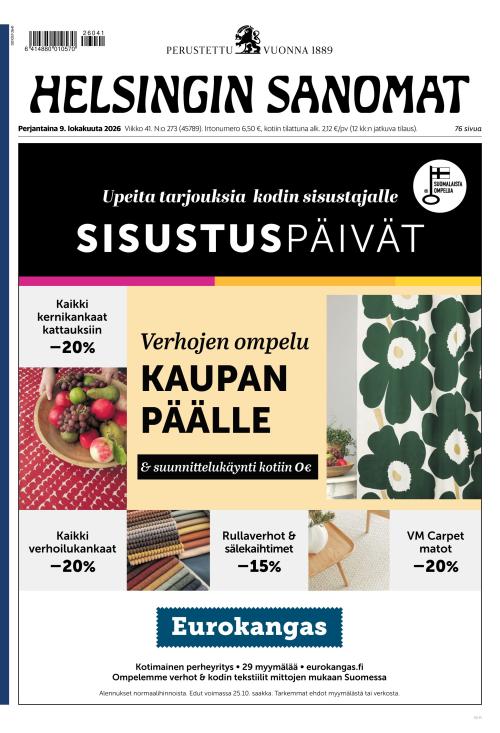 Helsingin Sanomat 9.10.2026