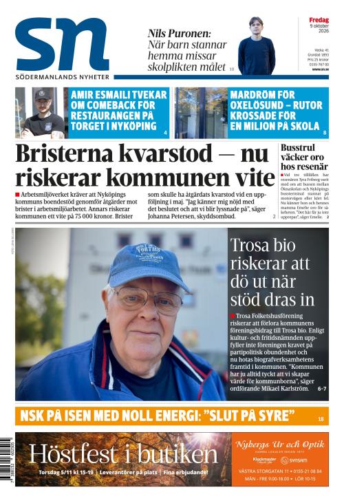 Södermanlands Nyheter 9.10.2026