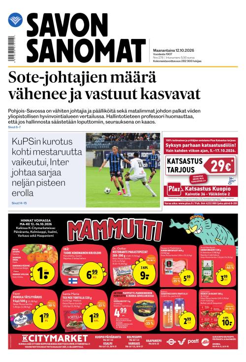 Savon Sanomat 12.10.2026