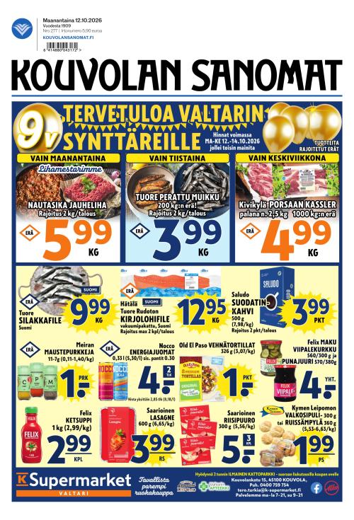 Kouvolan Sanomat 12.10.2026