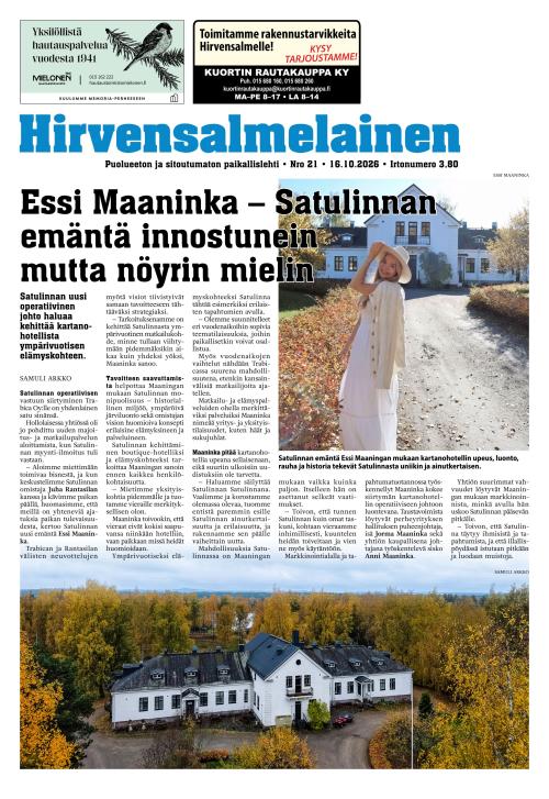 Hirvensalmelainen 16.10.2026