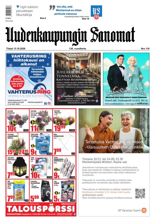 Uudenkaupungin Sanomat 13.10.2026